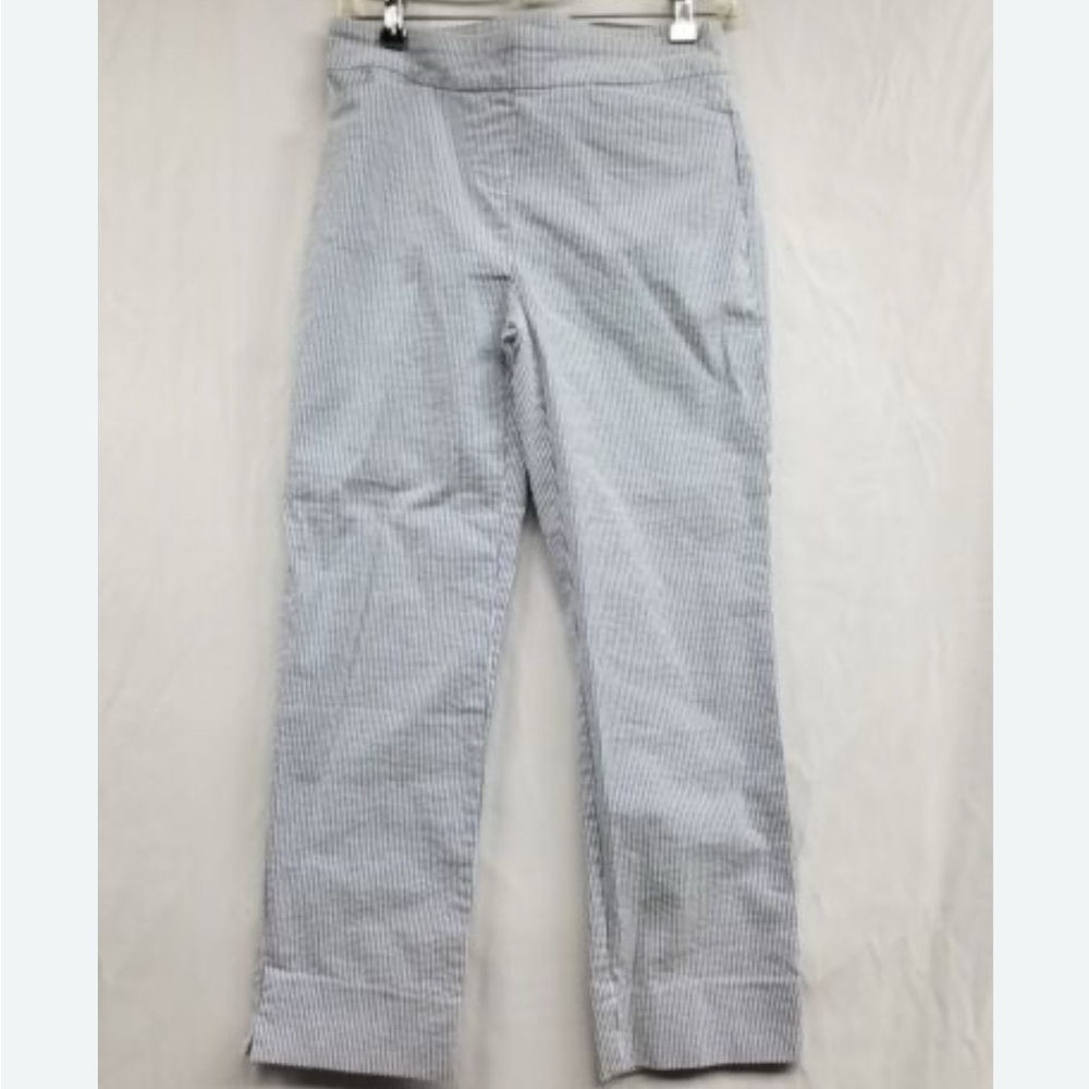 Hillary Radley, women’s blue & white sear sucker tummy controlled pants, Size M